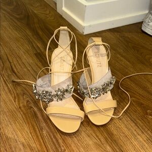 SCHUTZ Tan Embellished Heels